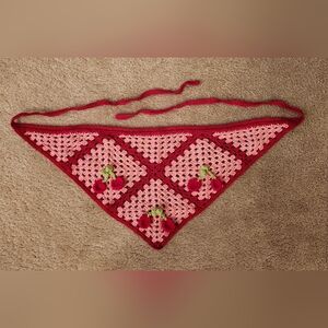 Crochet Pink and Red Bandanna